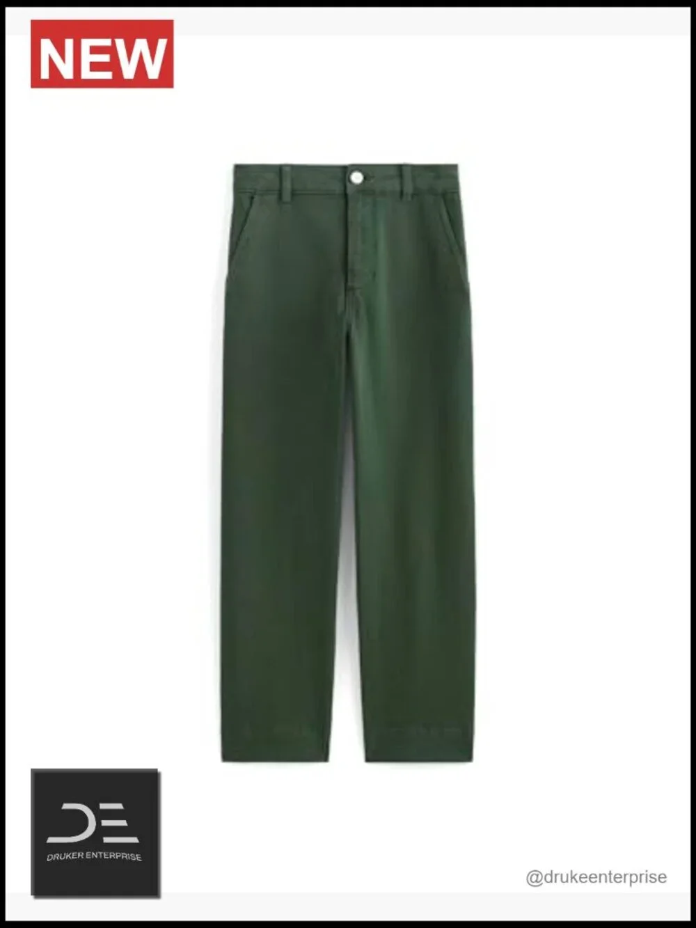 High-Rise Straight Leg Utility Pants Organic Cotton Twill